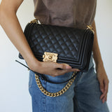 Chanel Black Caviar Medium Boy with Aged Gold Hardware
