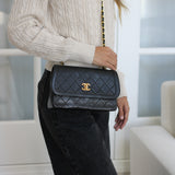 Vintage Chanel Black Lambskin Flap with 24k Gold Hardware