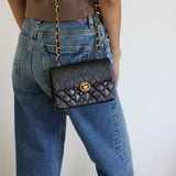 Vintage Chanel Black Lambskin Mini Circle Lock CC Flap with 24k Gold Hardware