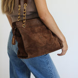 Vintage Chanel Brown Suede Tote