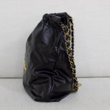 Chanel Black Calfskin Small 22 Hobo with Aged Gold Hardware