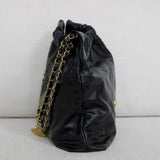 Chanel Black Calfskin Small 22 Hobo with Aged Gold Hardware