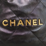 Chanel Black Calfskin Small 22 Hobo with Aged Gold Hardware