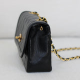 Vintage Chanel Black Lambskin Flap with 24k Gold Hardware