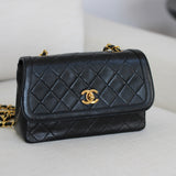Vintage Chanel Black Lambskin Flap with 24k Gold Hardware