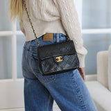Vintage Chanel Black Lambskin Mini Square with 24k Gold Hardware