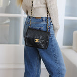 Vintage Chanel Black Lambskin Mini Square with 24k Gold Hardware