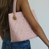 Vintage Chanel Pink Caviar Medallion Tote with Gold Hardware