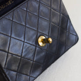 Vintage Chanel Black Lambskin Mini Square with 24k Gold Hardware