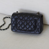 Chanel 17B Black Caviar Mini Rectangle with Silver Hardware