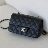 Chanel 17B Black Caviar Mini Rectangle with Silver Hardware