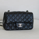 Chanel 17B Black Caviar Mini Rectangle with Silver Hardware