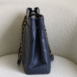 Chanel 16A Navy Caviar CC Large Shopping Tote with Aged Gold Hardware