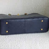 Chanel 16A Navy Caviar CC Large Shopping Tote with Aged Gold Hardware