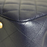 Chanel 16A Navy Caviar CC Large Shopping Tote with Aged Gold Hardware