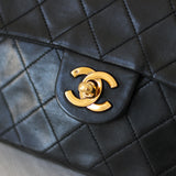 Vintage Chanel Black Lambskin Mini Square with 24k Gold Hardware