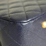 Chanel 16A Navy Caviar CC Large Shopping Tote with Aged Gold Hardware