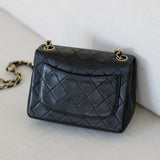 Vintage Chanel Black Lambskin Mini Square with 24k Gold Hardware