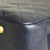 Chanel 16A Navy Caviar CC Large Shopping Tote with Aged Gold Hardware