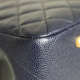 Chanel 16A Navy Caviar CC Large Shopping Tote with Aged Gold Hardware