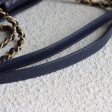 Chanel 16A Navy Caviar CC Large Shopping Tote with Aged Gold Hardware