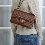 Vintage Chanel Caramel Brown Lambskin Small Classic Flap with 24k Gold Hardware