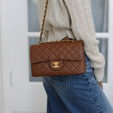 Vintage Chanel Caramel Brown Lambskin Small Classic Flap with 24k Gold Hardware