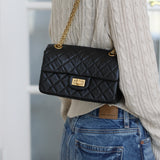 Chanel 22A Black Calfskin Mini Reissue 2.55 with Aged Gold Hardware