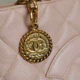 Vintage Chanel Pink Caviar Medallion Tote with Gold Hardware