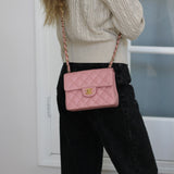 Vintage Chanel Sakura Pink Caviar Mini Square with 24k Gold Hardware