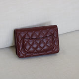 Chanel 15B Burgundy Caviar Wallet on Chain with Aged Gold Hardware