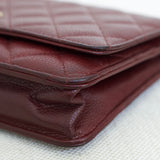 Chanel 15B Burgundy Caviar Wallet on Chain with Aged Gold Hardware