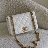 Chanel White Lambskin On and On Chain Flap with Age Gold Hardware