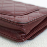 Chanel 15B Burgundy Caviar Wallet on Chain with Aged Gold Hardware