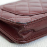 Chanel 15B Burgundy Caviar Wallet on Chain with Aged Gold Hardware
