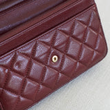 Chanel 15B Burgundy Caviar Wallet on Chain with Aged Gold Hardware