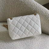 Chanel White Lambskin On and On Chain Flap with Age Gold Hardware