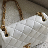 Chanel White Lambskin On and On Chain Flap with Age Gold Hardware
