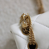 Chanel White Lambskin On and On Chain Flap with Age Gold Hardware