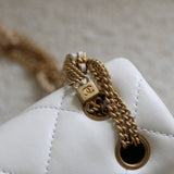 Chanel White Lambskin On and On Chain Flap with Age Gold Hardware