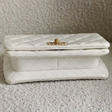 Chanel White Lambskin On and On Chain Flap with Age Gold Hardware