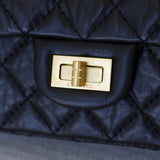 Chanel 22A Black Calfskin Mini Reissue 2.55 with Aged Gold Hardware