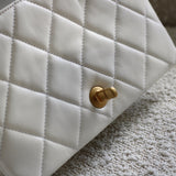 Chanel White Lambskin On and On Chain Flap with Age Gold Hardware