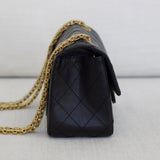 Chanel 22A Black Calfskin Mini Reissue 2.55 with Aged Gold Hardware