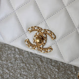 Chanel White Lambskin On and On Chain Flap with Age Gold Hardware