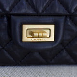 Chanel 22A Black Calfskin Mini Reissue 2.55 with Aged Gold Hardware
