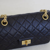 Chanel 22A Black Calfskin Mini Reissue 2.55 with Aged Gold Hardware