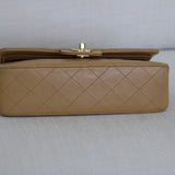 Vintage Chanel Dark Beige Lambskin Small Classic Flap with 24k Gold Hardware (Pending)
