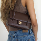 Chanel 26S Brown Caviar Small Preppy Coco with Brushed Gold Hardware