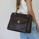 Vintage Chanel Brown Caviar Shopping CC Tote (Pending)